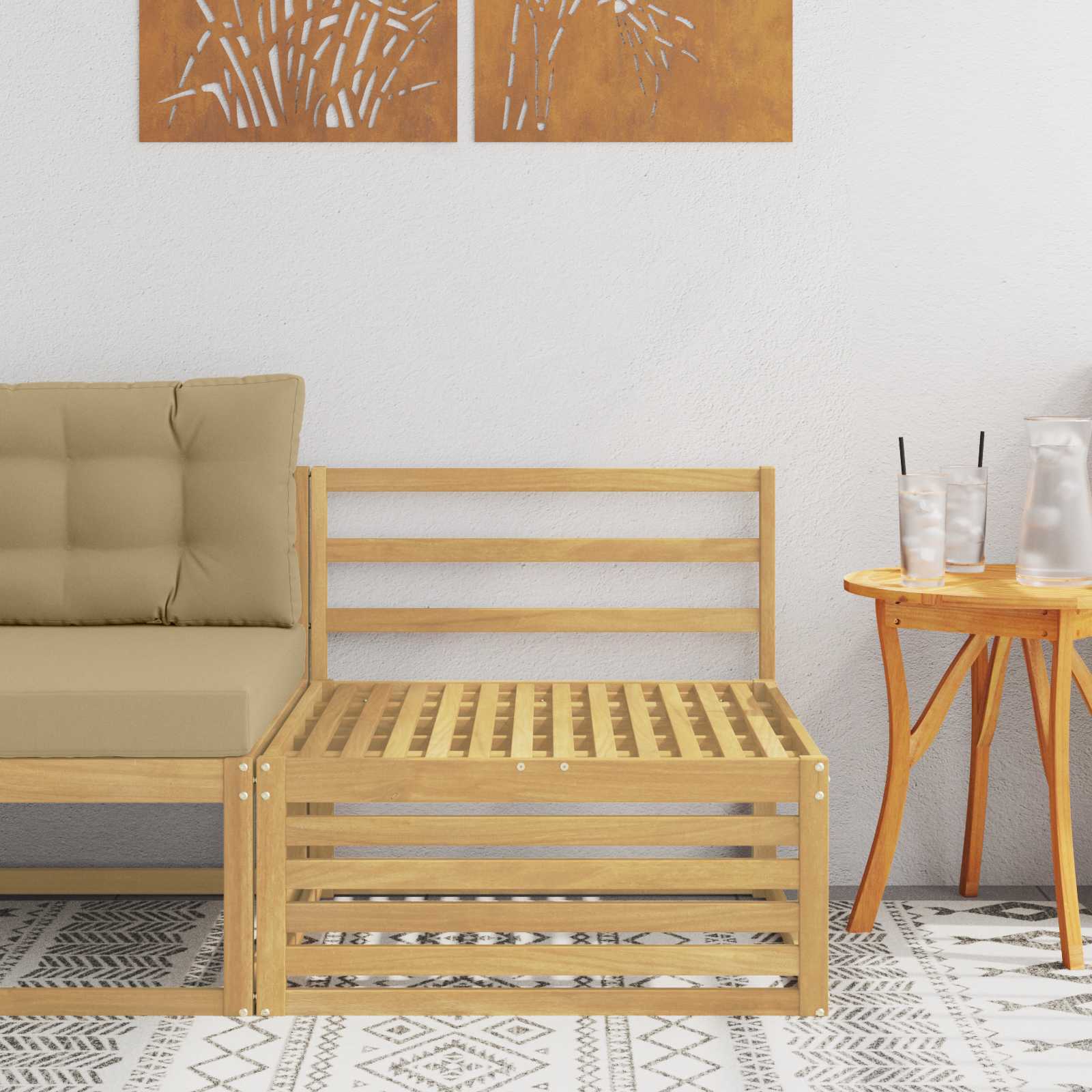 Mesa de exterior Madera de Acacia Sólida Blanco 79 x 79 x 37 cm