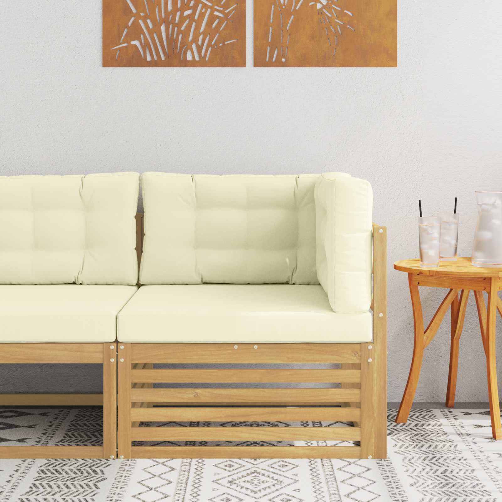 Mesa de exterior Madera de Acacia Sólida Blanco 79 x 79 x 37 cm