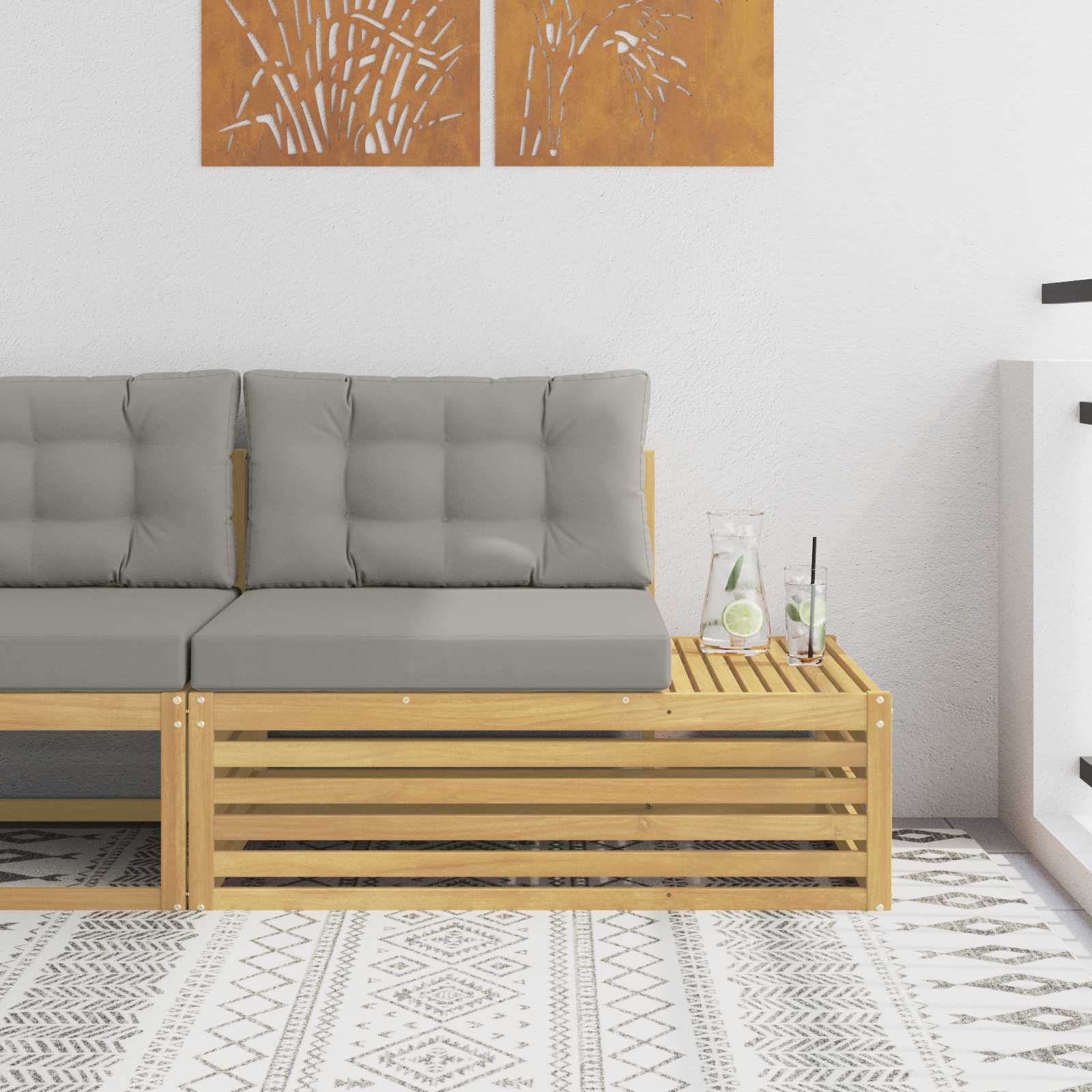 Mesa de exterior Madera de Acacia Sólida Blanco 79 x 79 x 37 cm