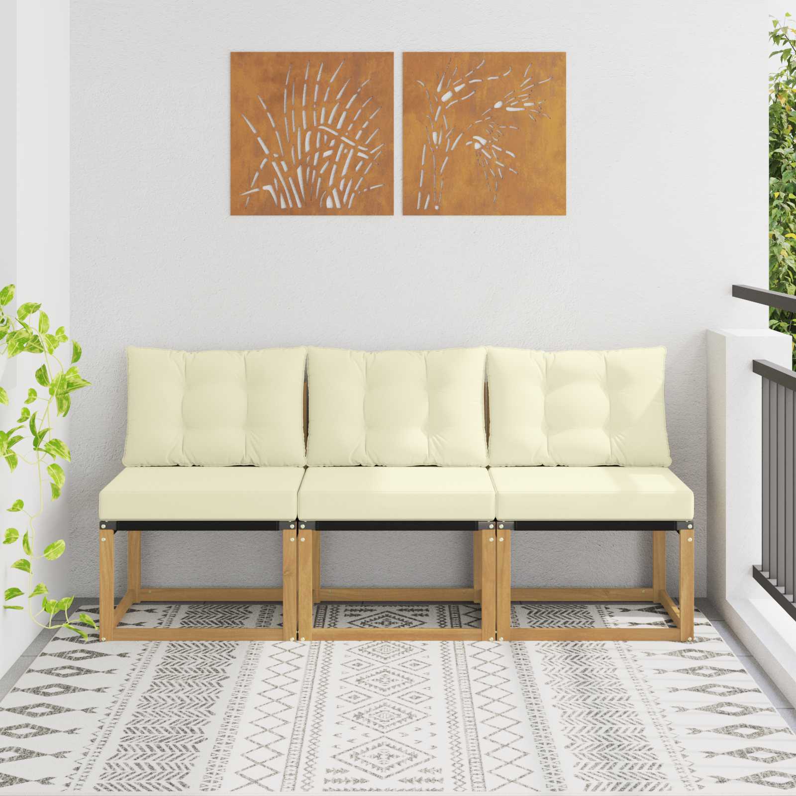 2 Peças Sofá intermédio de exterior