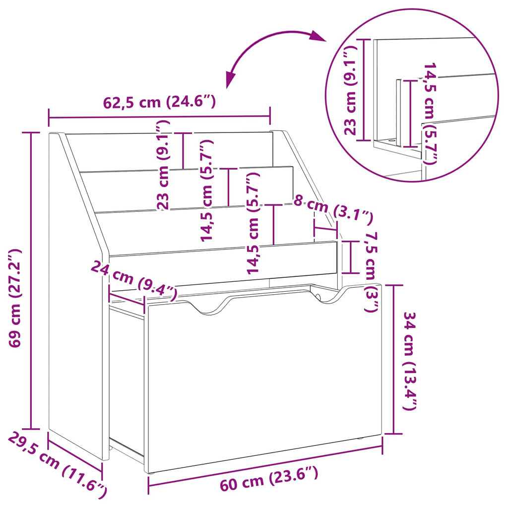 Estantería para Niños 60 x 29,5 x 69 cm Madera de ingeniería