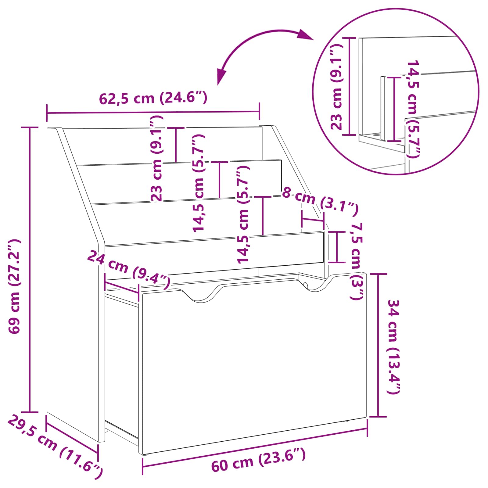 Estantería para Niños 60 x 29,5 x 69 cm Madera de ingeniería