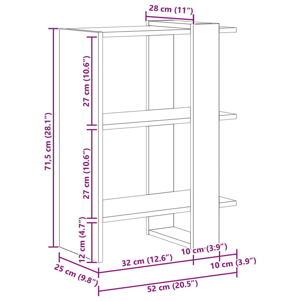 Estante de libros 52 x 25 x 71,5 cm Madera de ingeniería