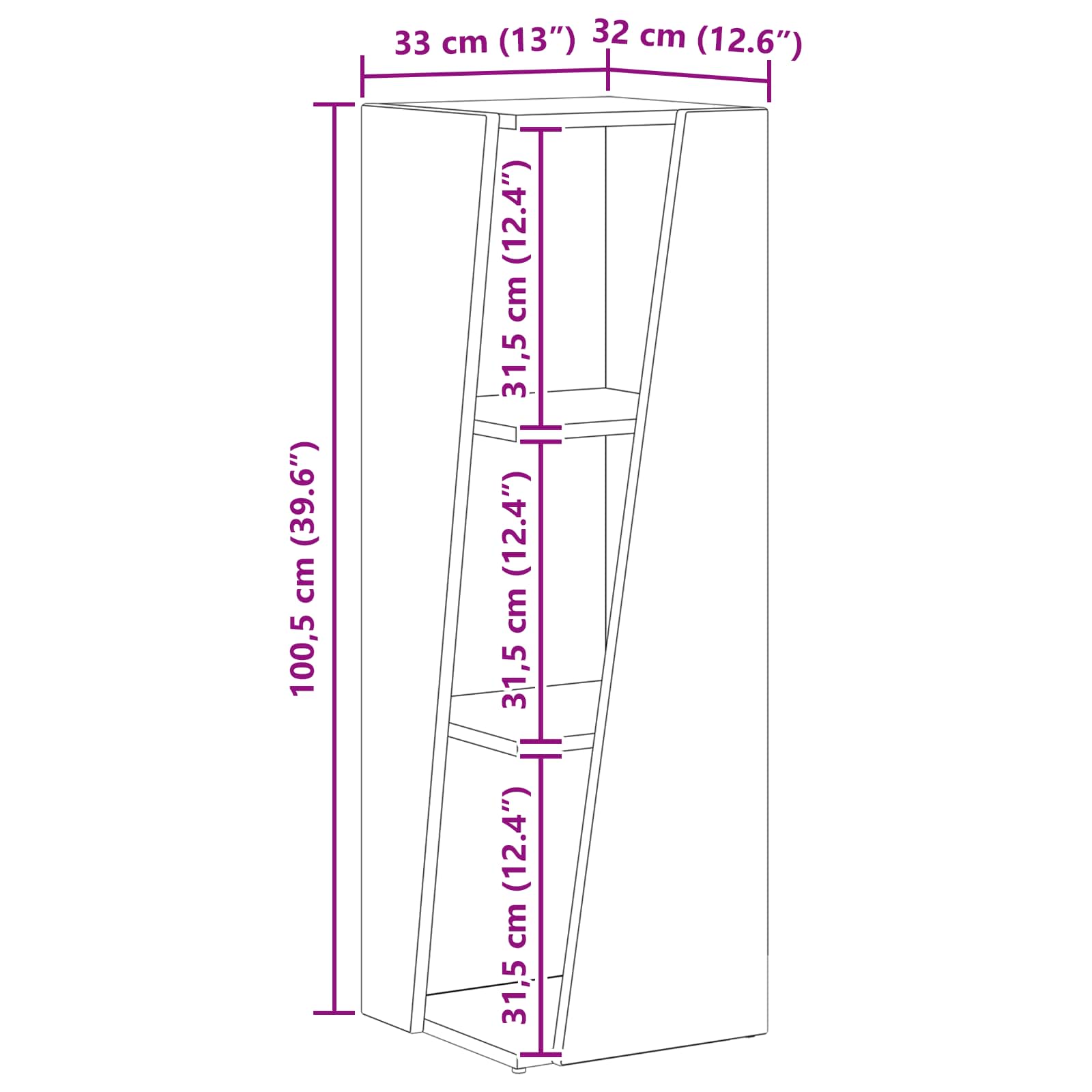 Estante lateral 33 x 32 x 100,5 cm Madera de ingeniería
