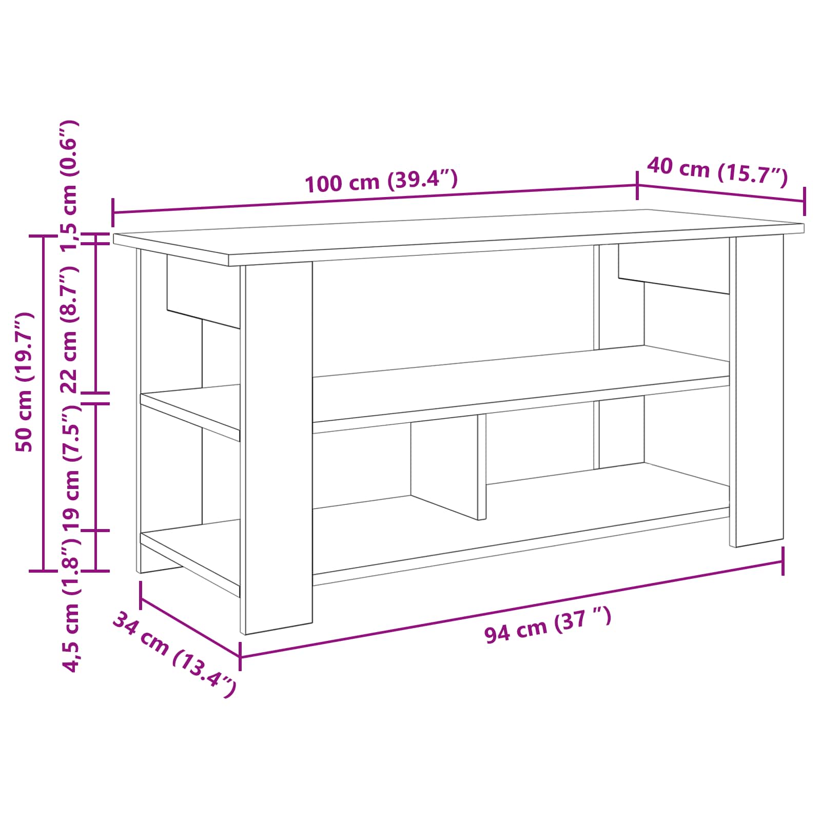 Soporte para TV 100 x 40 x 50 cm