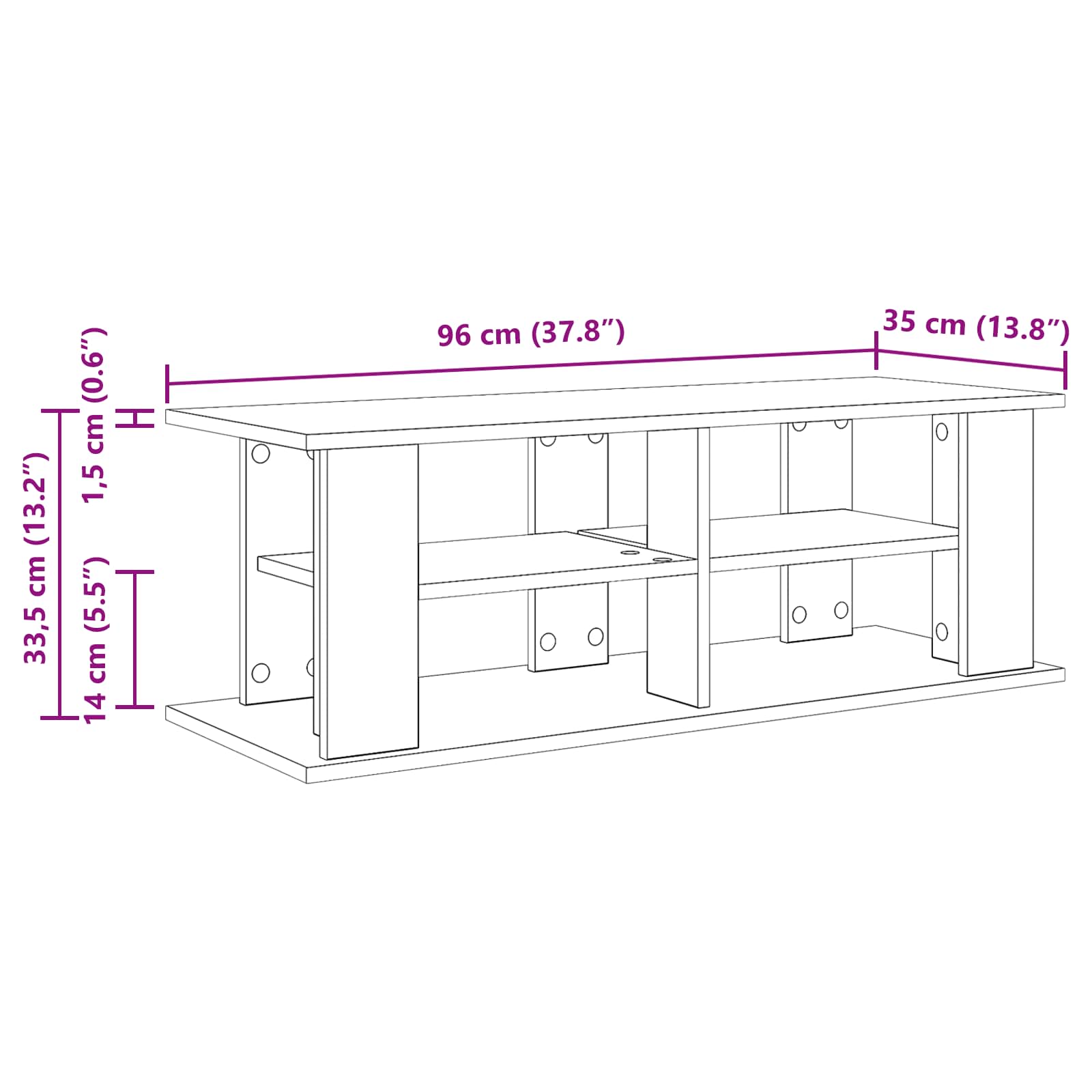 Soporte para TV 96 x 35 x 33,5 cm