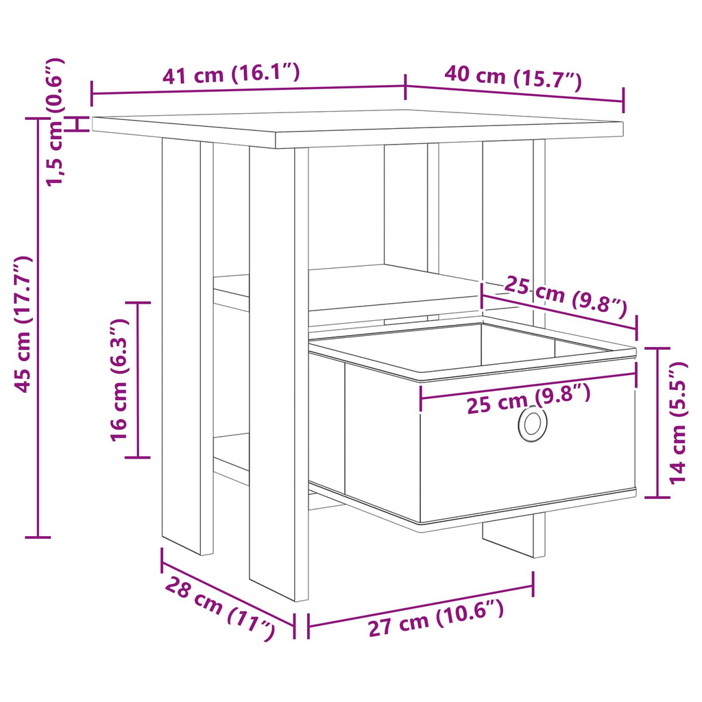 Mesita de Noche 2 pcs 41 x 40 x 45 cm Madera de ingeniería
