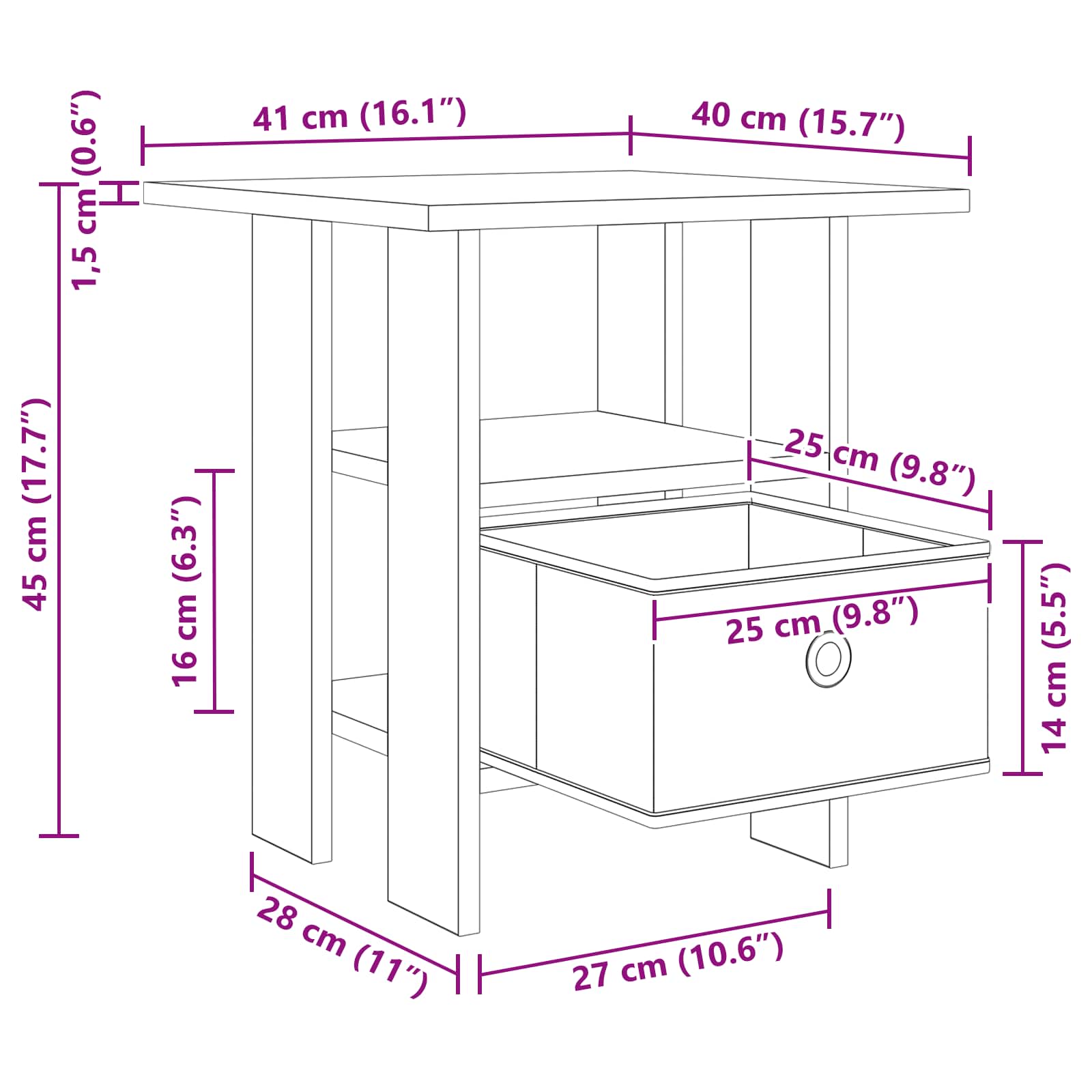 Mesita de Noche 2 pcs 41 x 40 x 45 cm Madera de ingeniería