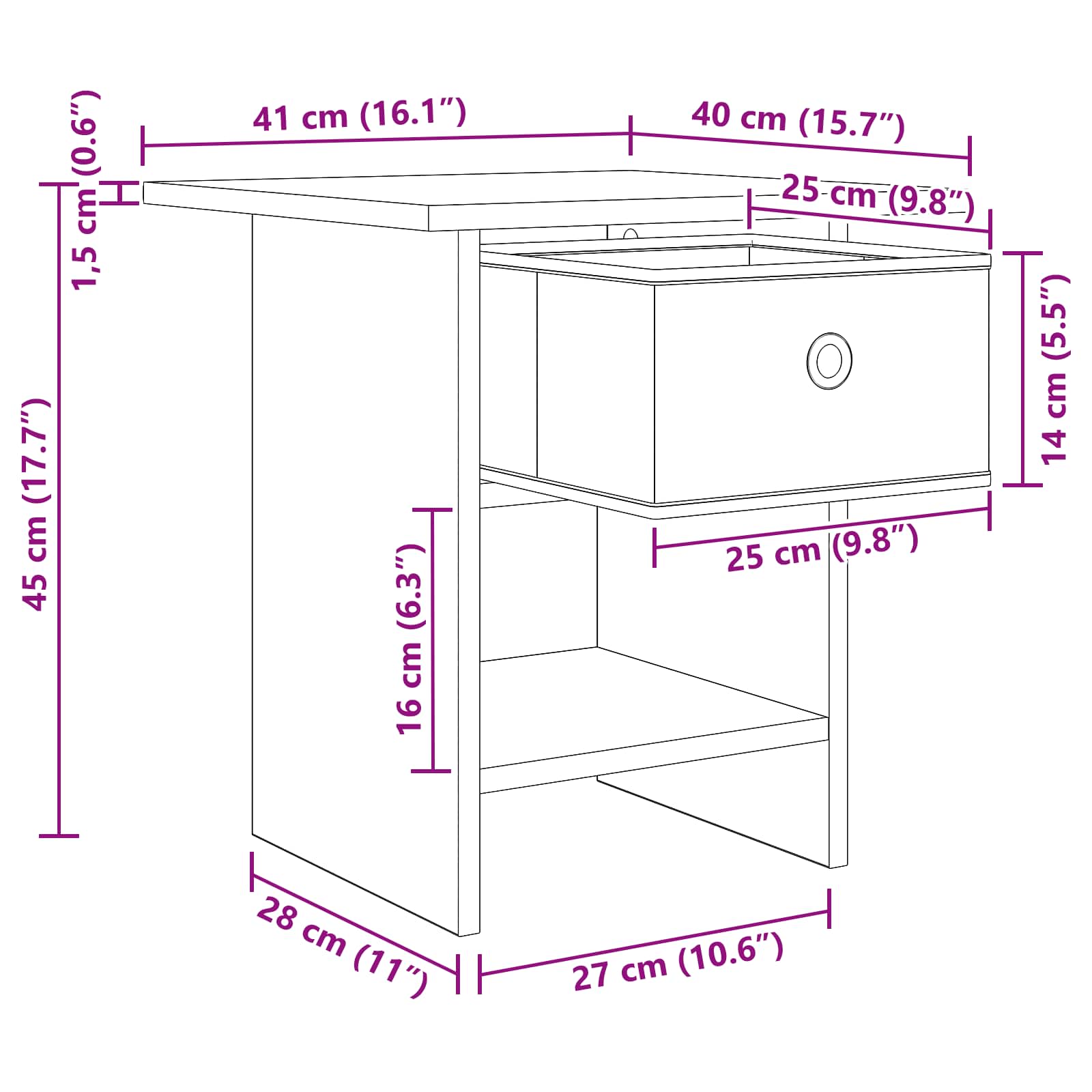 Mesita de Noche 2 pcs 41 x 40 x 45 cm Madera de ingeniería