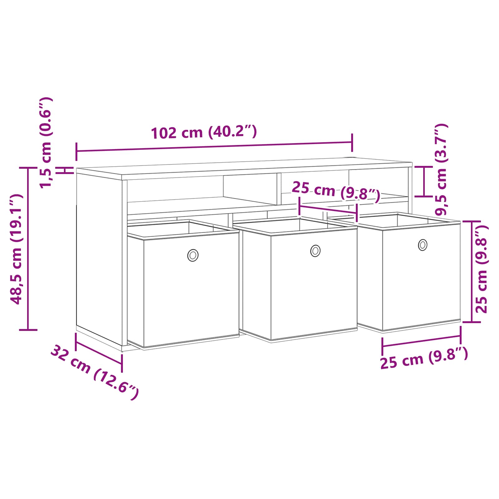 Mueble bajo con cajón 102 x 32 x 48,5 cm