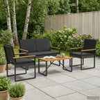 Juego de muebles de exterior 4 pcs Negro ratán sintético