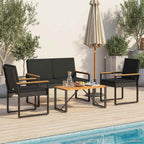 Juego de muebles de exterior 4 pcs Negro ratán sintético