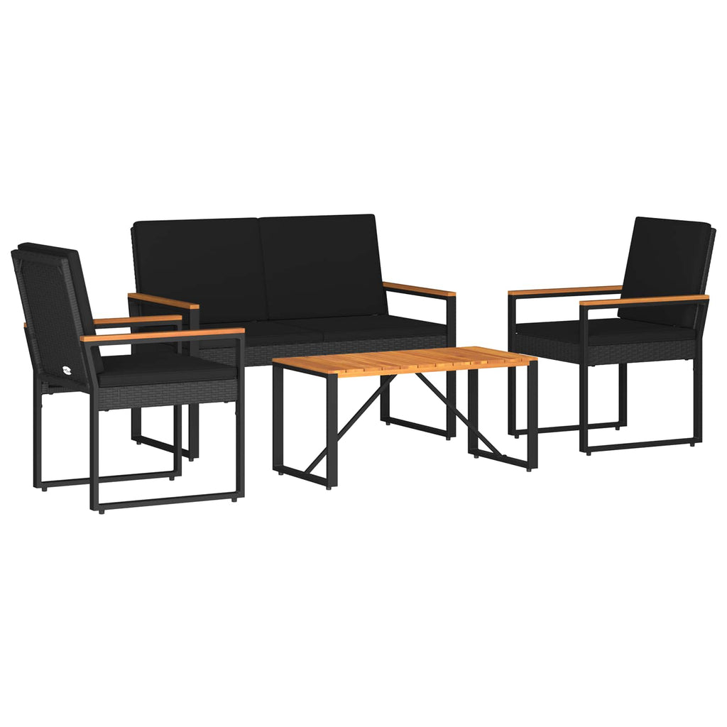 Juego de muebles de exterior 4 pcs Negro ratán sintético