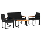 Juego de muebles de exterior 4 pcs Negro ratán sintético