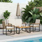 Juego de muebles de exterior 4 pcs Beige y blanco crema