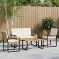 Juego de muebles de exterior 4 pcs Beige y blanco crema