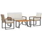 Juego de muebles de exterior 4 pcs Beige y blanco crema