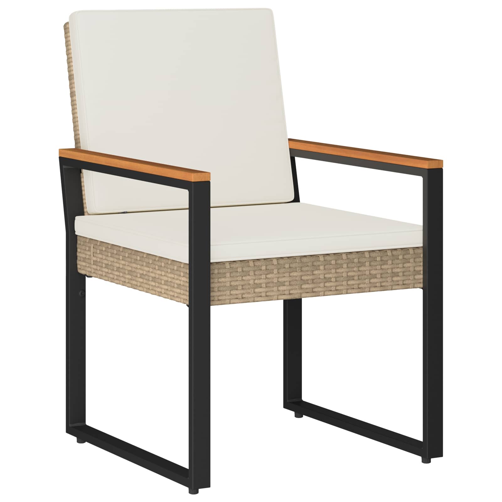 Juego de muebles de exterior 4 pcs Beige y blanco crema