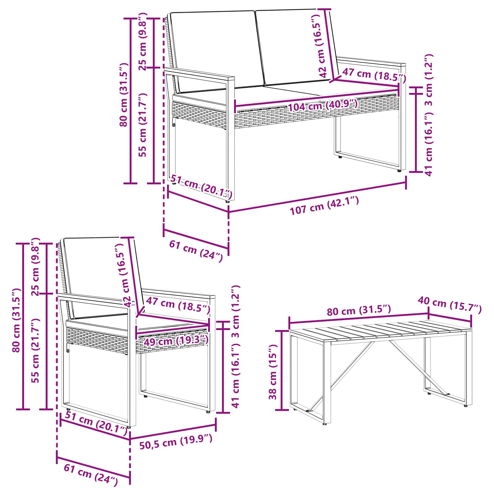 Juego de muebles de exterior 4 pcs Beige y blanco crema