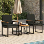 Juego de muebles de exterior 3 pcs Negro ratán sintético