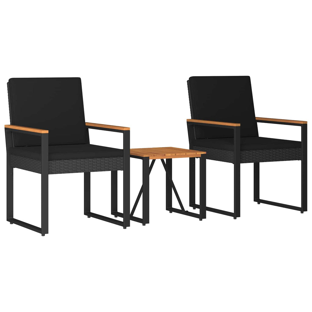 Juego de muebles de exterior 3 pcs Negro ratán sintético