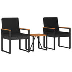 Juego de muebles de exterior 3 pcs Negro ratán sintético