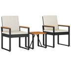 Juego de muebles de exterior 3 pcs Negro y Blanco Crema