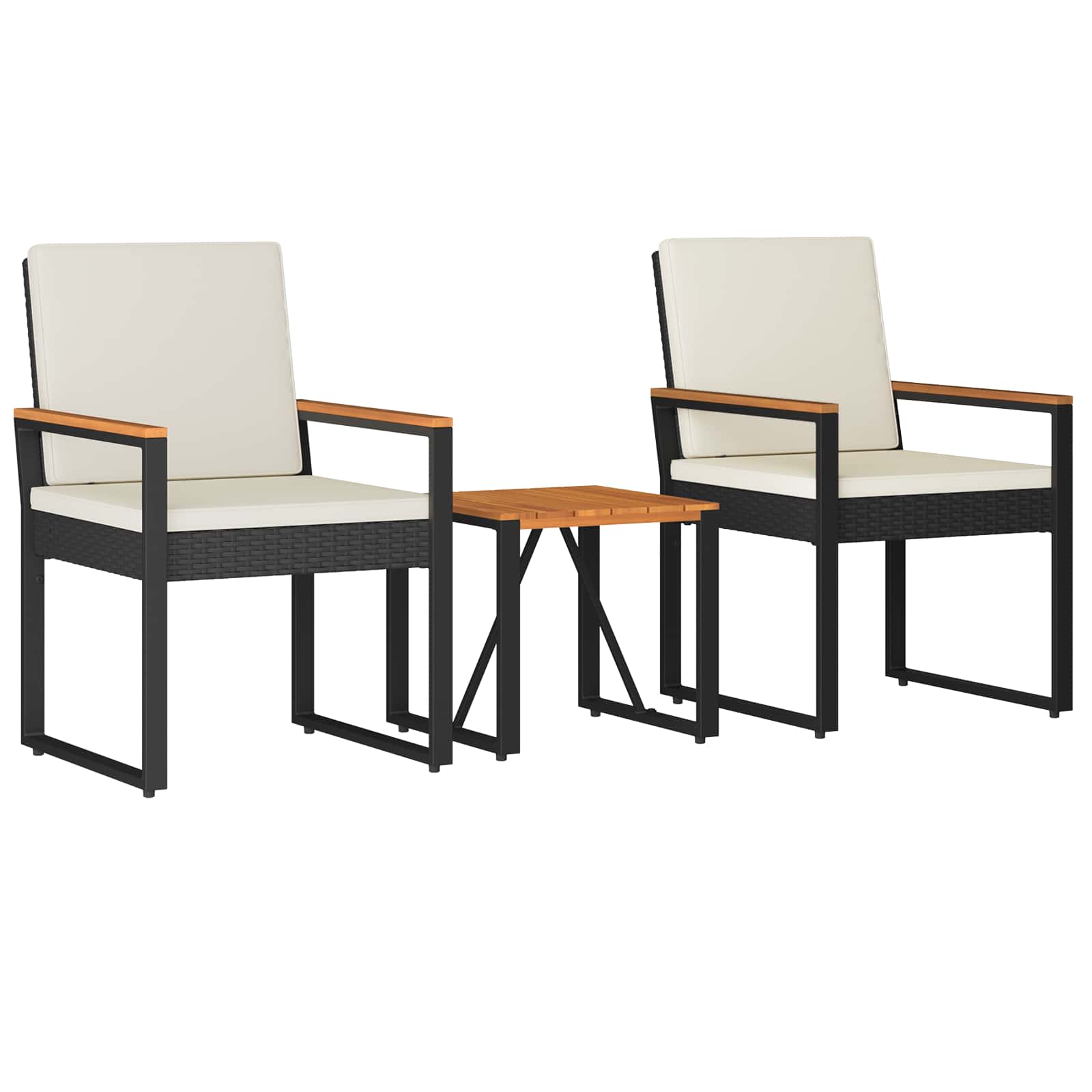 Juego de muebles de exterior 3 pcs Negro y Blanco Crema