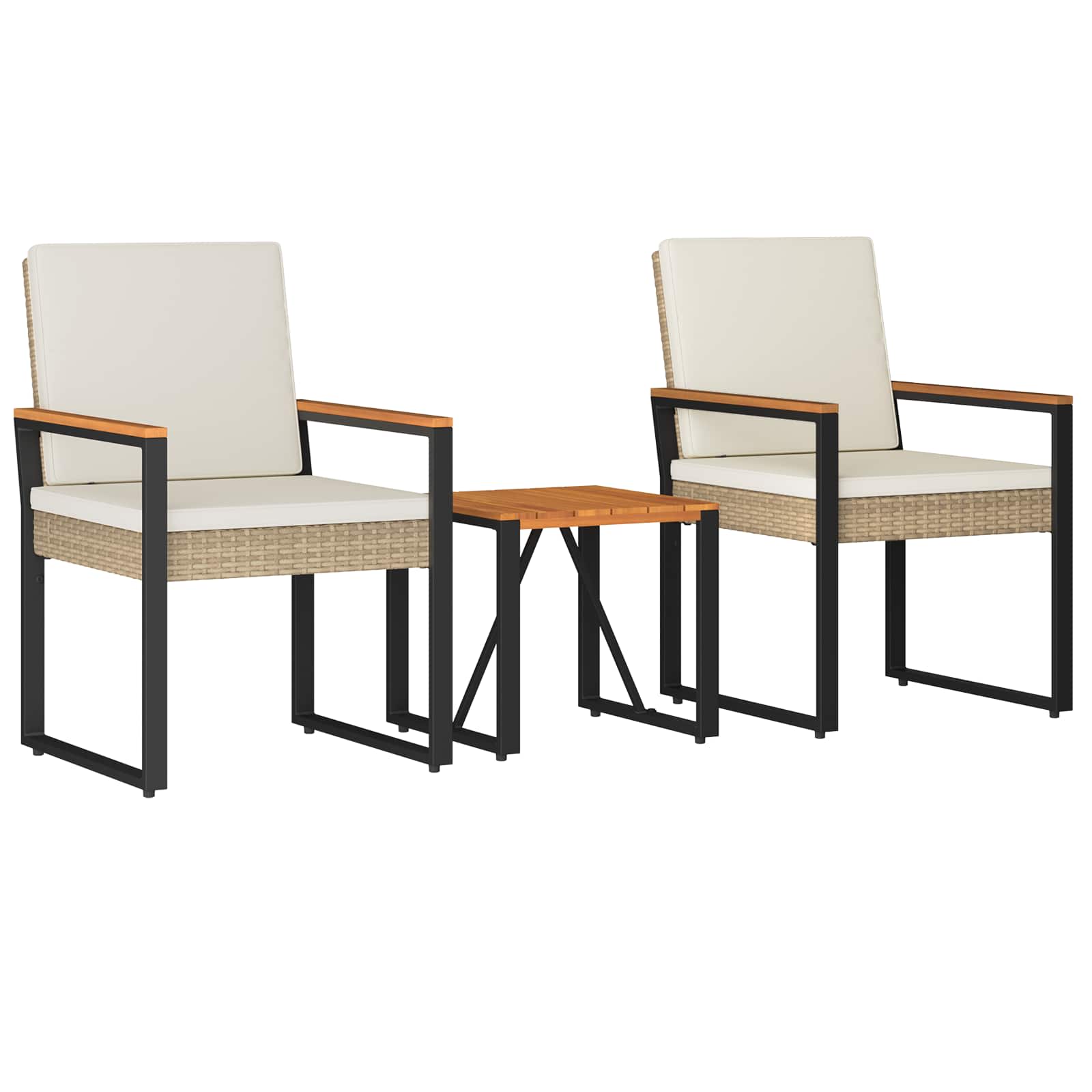 Juego de muebles de exterior 3 pcs Beige y blanco crema