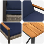 Juego de muebles de exterior con cojín 3 pcs Gris y azul marino