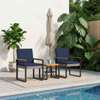 Juego de muebles de exterior con cojín 3 pcs Gris y azul marino