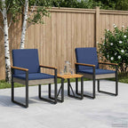 Juego de muebles de exterior con cojín 3 pcs Gris y azul marino