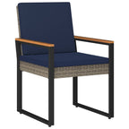 Juego de muebles de exterior con cojín 3 pcs Gris y azul marino