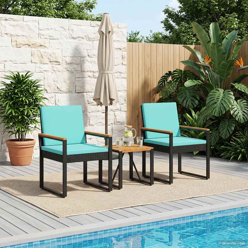 Juego de muebles de exterior con cojín 3 pcs Gris y azul marino