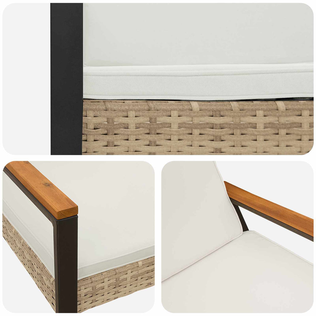 Banco de exterior Beige y blanco crema 107 x 61 x 80 cm