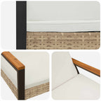 Banco de exterior Beige y blanco crema 107 x 61 x 80 cm