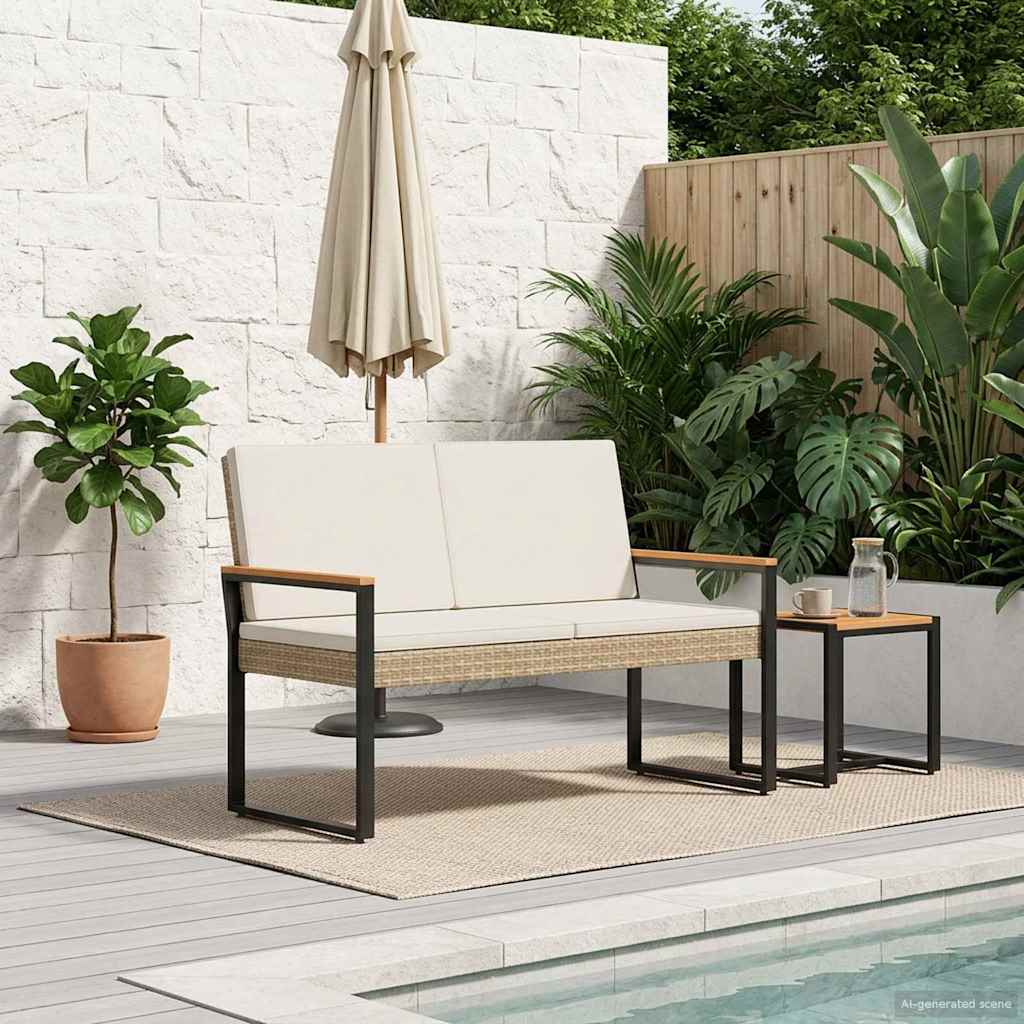 Banco de exterior Beige y blanco crema 107 x 61 x 80 cm