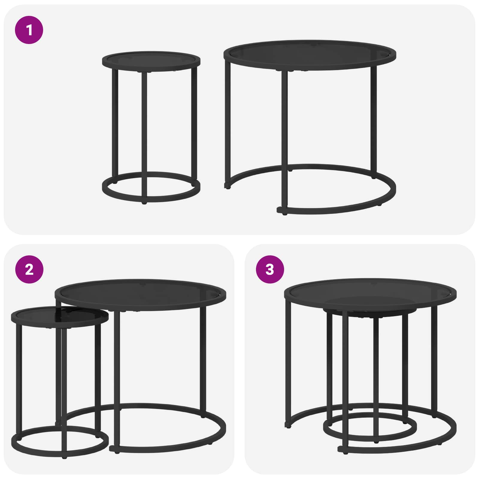 Juego de Mesas de Centro 2 pcs 55 x 55 x 45 cm acero