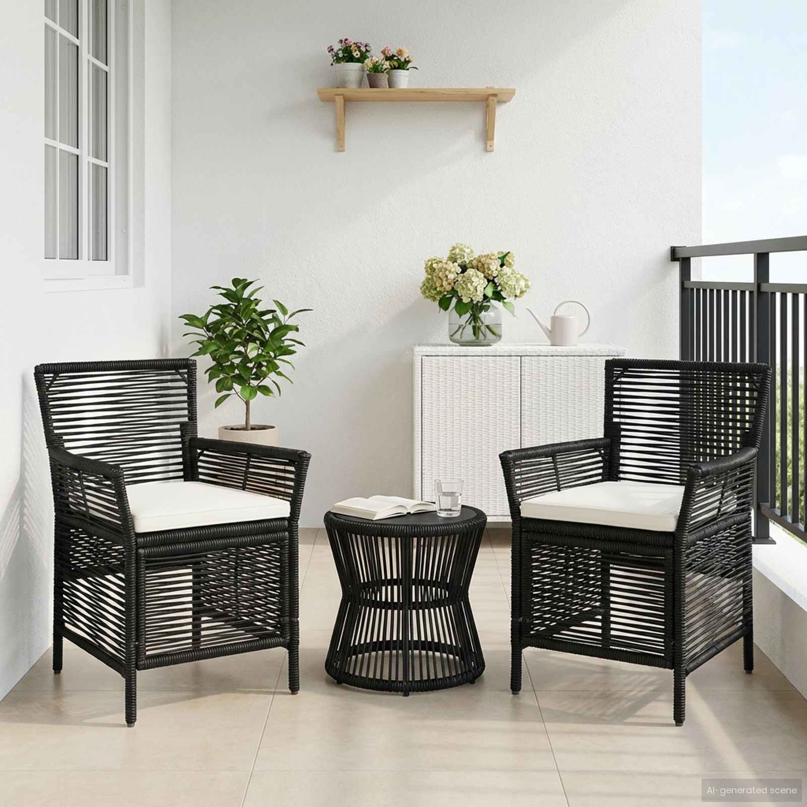 Silla de exterior 2 pcs Gris y Gris Oscuro ratán sintético