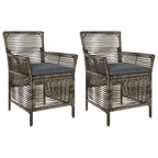 Silla de exterior 2 pcs Gris y Gris Oscuro ratán sintético