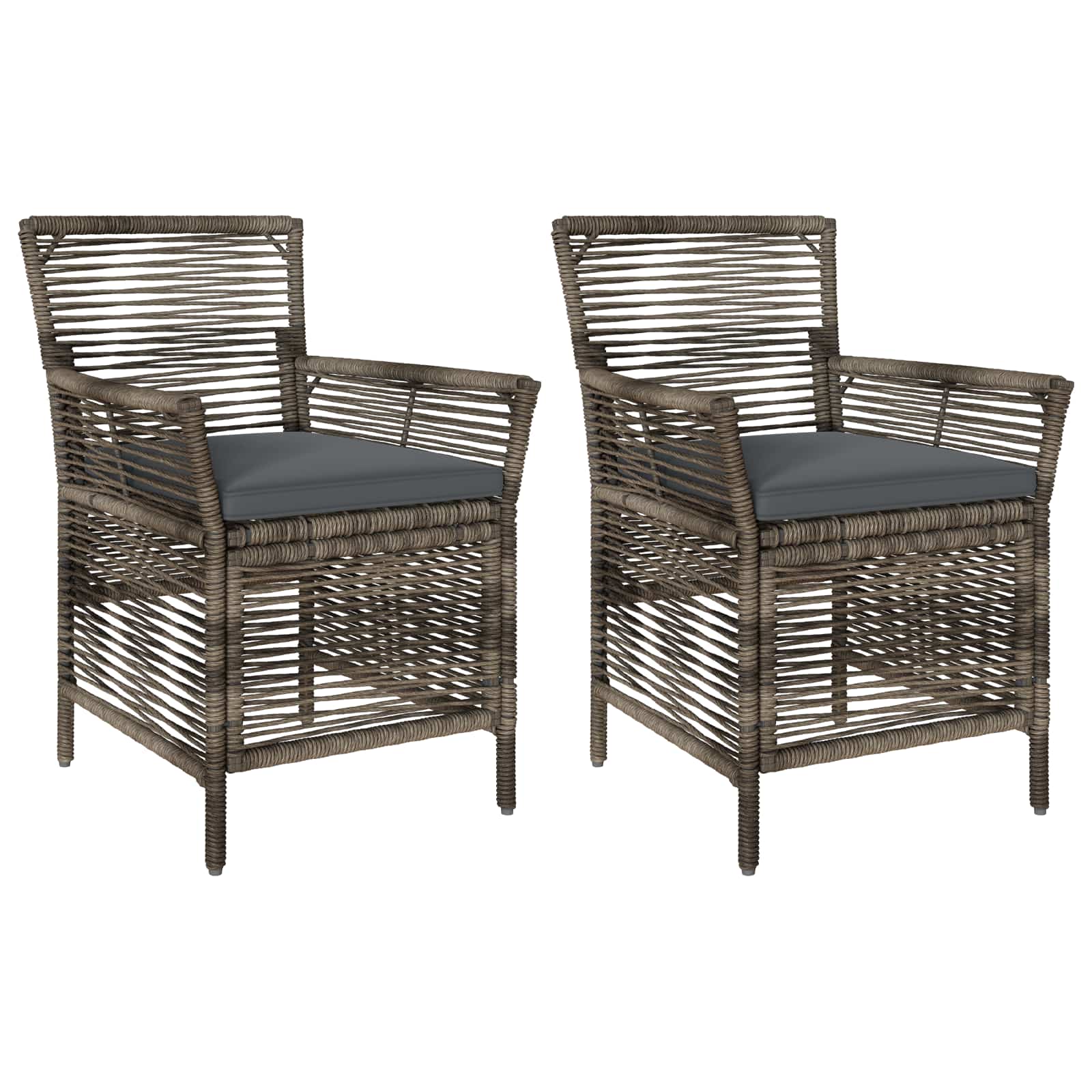 Silla de exterior 2 pcs Gris y Gris Oscuro ratán sintético