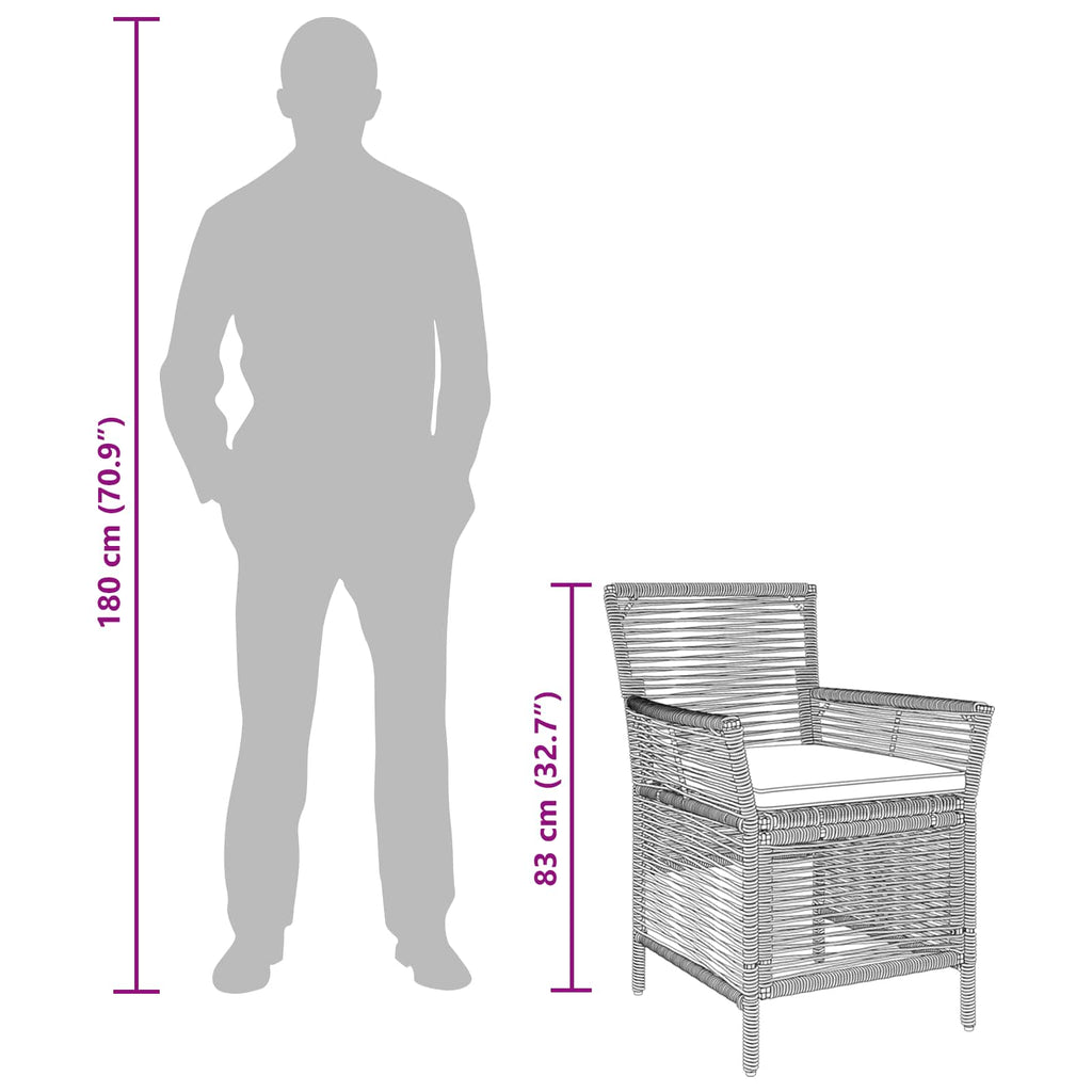 Silla de exterior 2 pcs Gris y Gris Oscuro ratán sintético
