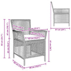 Silla de exterior 2 pcs Gris y Gris Oscuro ratán sintético