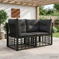 Loveseat de Exterior 2 pçs Rattan Sintético Natural e Creme
