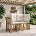 Loveseat de exterior 2 pcs Natural y Crema ratán sintético