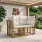 Loveseat de Exterior 2 pçs Rattan Sintético Natural e Creme