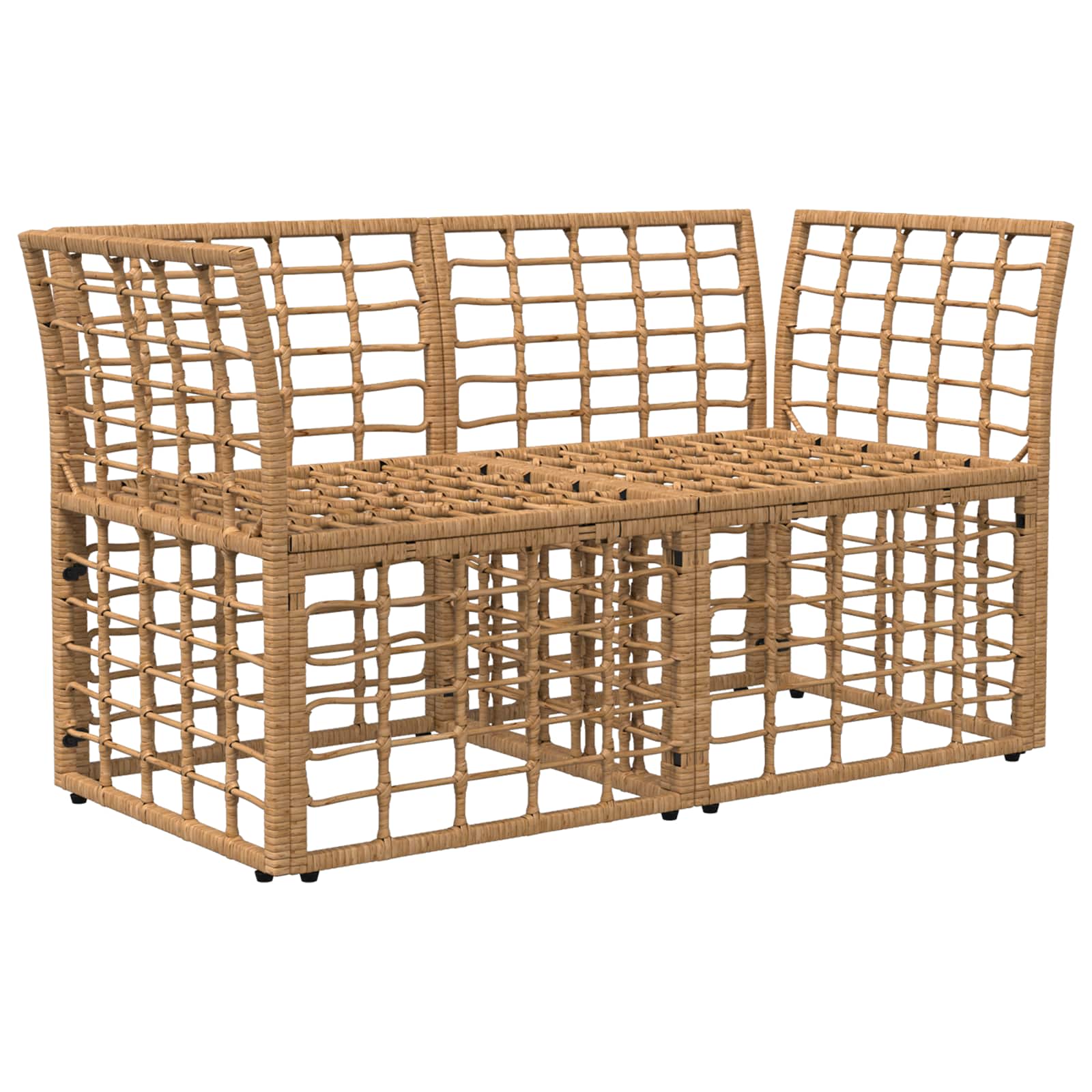 Loveseat de exterior 2 pcs Natural y Crema ratán sintético