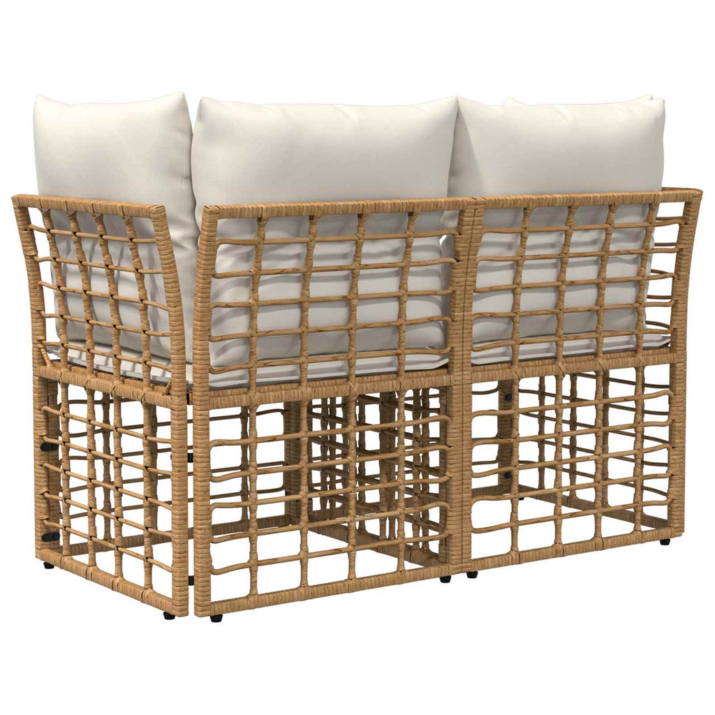 Loveseat de exterior 2 pcs Natural y Crema ratán sintético