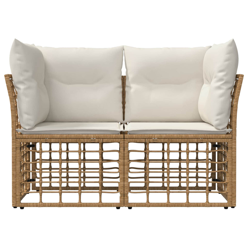 Loveseat de exterior 2 pcs Natural y Crema ratán sintético