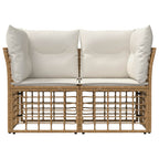Loveseat de exterior 2 pcs Natural y Crema ratán sintético